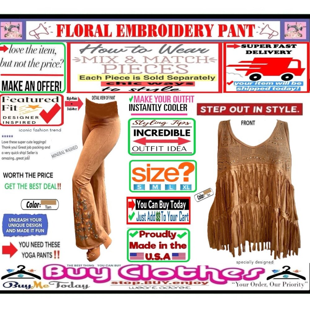 ๐ BOTTOM Fold Embroidery ๐ FLORAL โ LEGGING PANT Waist FLARE Wash ๐ธ BUY NOWโ - Picture 6 of 16
